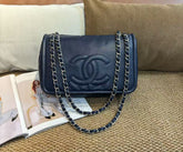 Chanel blue and silver large flap shoulder bag (airport style)