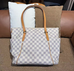 Louis Vuitton White Damier Tote Shoulder Bag