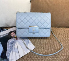 Chanel baby blue quilted flap shoulder bag